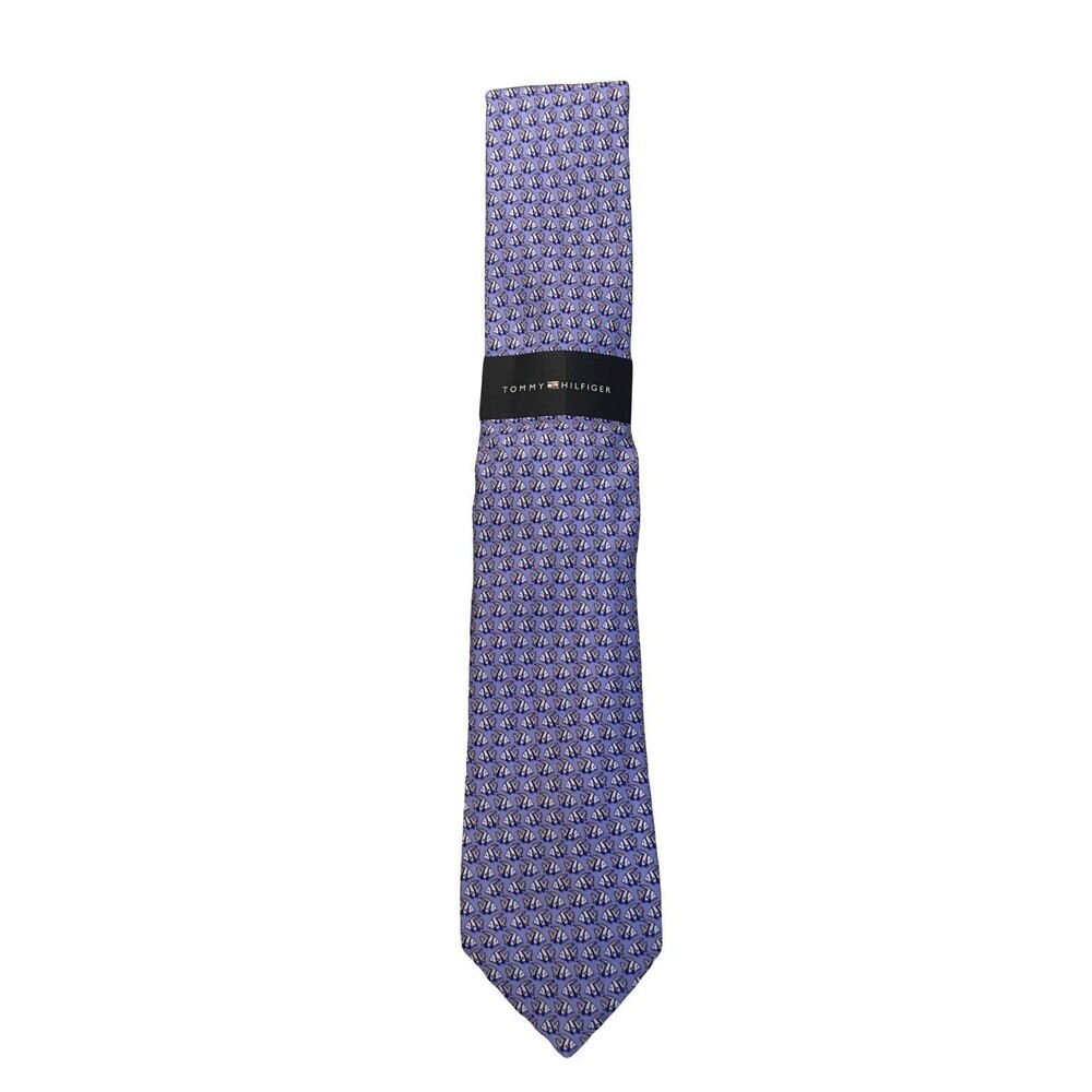 Tommy Hilfiger Tie Yellow & Blue Fish Pattern Necktie 100% Silk Org $74 NEW